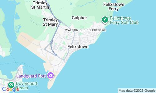 Ausschnitt der Weltkarte zu Felixstowe Südstrand
