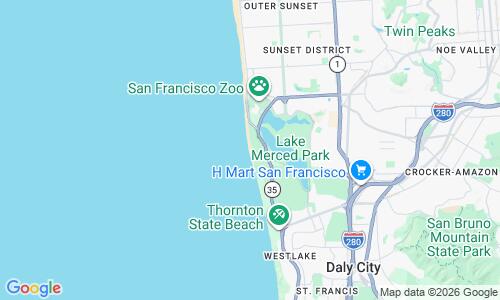 Ausschnitt der Weltkarte zu Fort Funston Beach