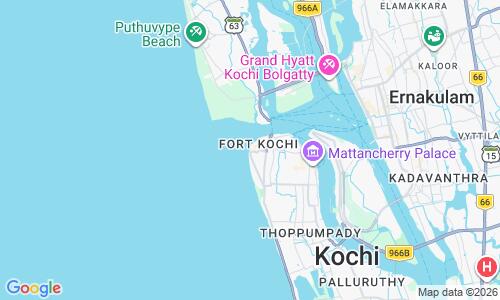 Ausschnitt der Weltkarte zu Fort Kochi Beach