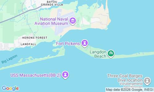 Ausschnitt der Weltkarte zu Fort Pickens Beach