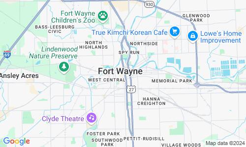 Ausschnitt der Weltkarte zu Fort Wayne