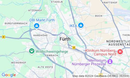 Ausschnitt der Weltkarte zu Fürth