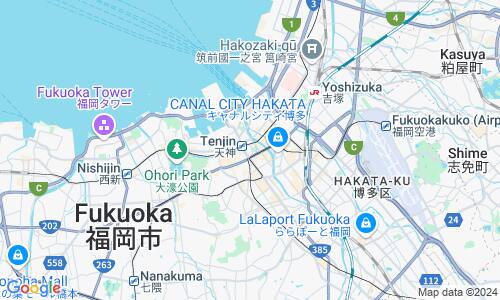Ausschnit der Weltkarte zu Fukuoka