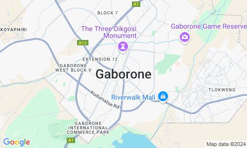 Ausschnitt der Weltkarte zu Gaborone