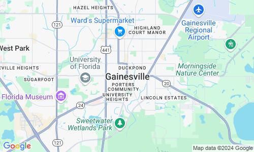 Ausschnitt der Weltkarte zu Gainesville