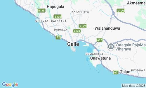 Ausschnitt der Weltkarte zu Galle Beach