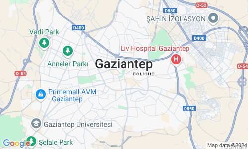 Ausschnit der Weltkarte zu Gaziantep