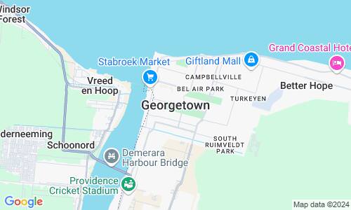 Ausschnitt der Weltkarte zu Georgetown