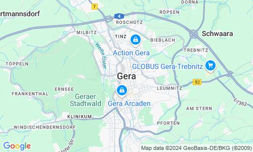 Ausschnitt der Weltkarte zu Gera