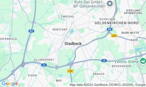 Ausschnitt der Weltkarte zu Gladbeck