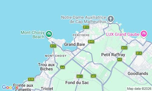 Ausschnitt der Weltkarte zu Grand Baie Beach