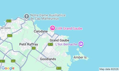 Ausschnitt der Weltkarte zu Grand Gaube Beach