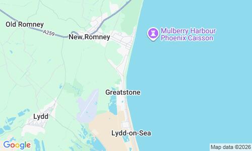 Ausschnit der Weltkarte zu Greatstone Beach