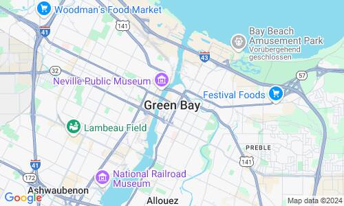 Ausschnitt der Weltkarte zu Green Bay