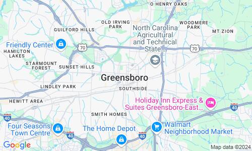 Ausschnitt der Weltkarte zu Greensboro