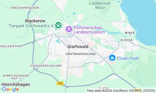 Ausschnitt der Weltkarte zu Greifswald