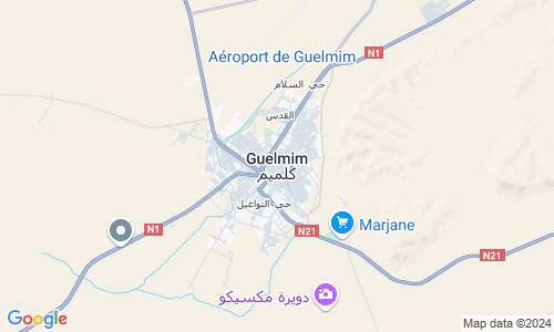 Ausschnitt der Weltkarte zu Guelmim