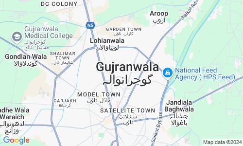 Ausschnitt der Weltkarte zu Gujranwala