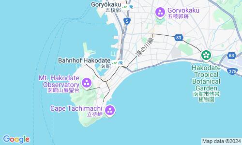 Ausschnitt der Weltkarte zu Hakodate