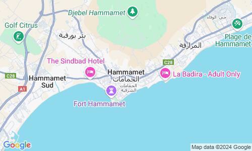 Ausschnit der Weltkarte zu Hammamet