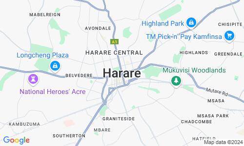 Ausschnitt der Weltkarte zu Harare