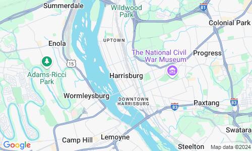 Ausschnitt der Weltkarte zu Harrisburg