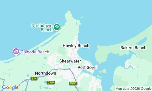 Ausschnitt der Weltkarte zu Hawley Beach