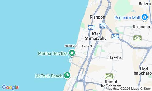 Ausschnitt der Weltkarte zu Herzliya Beach