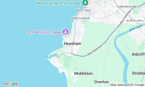 Ausschnitt der Weltkarte zu Heysham Beach