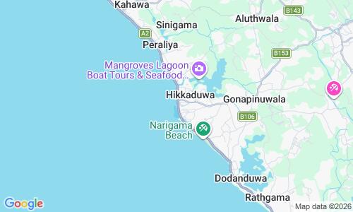 Ausschnit der Weltkarte zu Hikkaduwa Beach