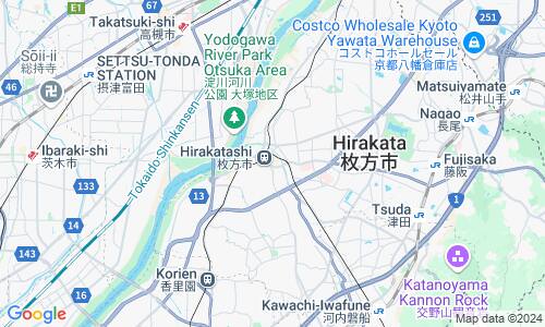 Ausschnitt der Weltkarte zu Hirakata