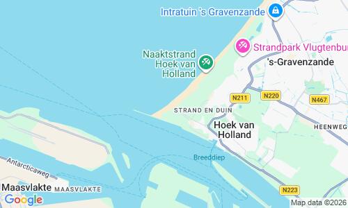 Ausschnitt der Weltkarte zu Hoek van Holland Strand