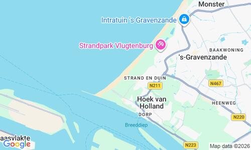 Ausschnitt der Weltkarte zu Hoek van Holland Strand