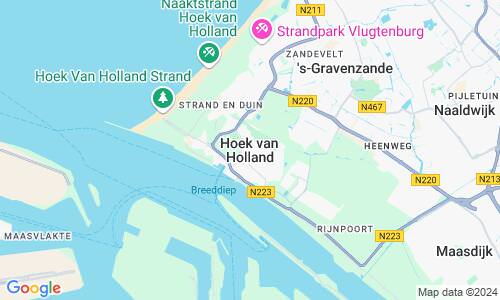 Ausschnitt der Weltkarte zu Hoek van Holland
