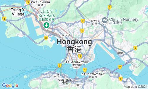 Ausschnit der Weltkarte zu Hongkong