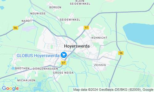 Ausschnitt der Weltkarte zu Hoyerswerda