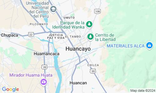 Ausschnitt der Weltkarte zu Huancayo