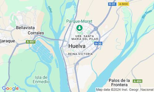 Ausschnitt der Weltkarte zu Huelva