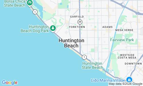 Ausschnitt der Weltkarte zu Huntington Beach