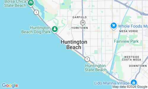 Ausschnitt der Weltkarte zu Huntington Beach