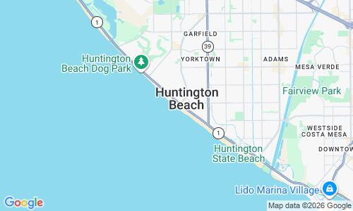 Ausschnitt der Weltkarte zu Huntington Beach City Beach