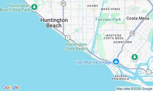 Ausschnitt der Weltkarte zu Huntington State Beach