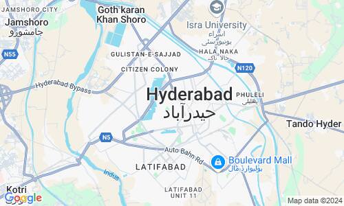 Ausschnitt der Weltkarte zu Hyderabad