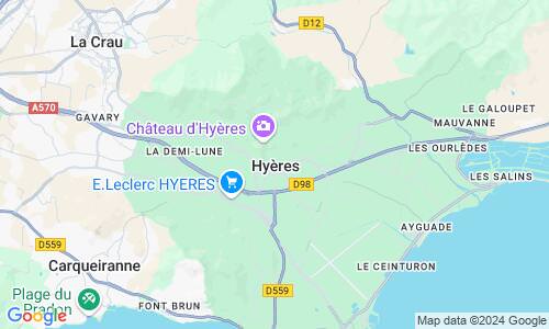 Ausschnitt der Weltkarte zu Hyères