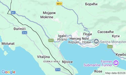 Ausschnitt der Weltkarte zu Igalo Strand