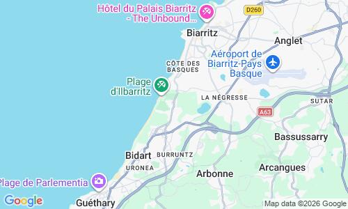 Ausschnitt der Weltkarte zu Ilbarritz Bidart