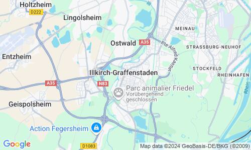 Ausschnitt der Weltkarte zu Illkirch-Graffenstaden
