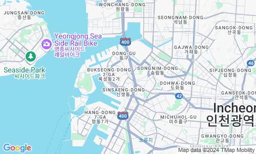 Ausschnitt der Weltkarte zu Incheon