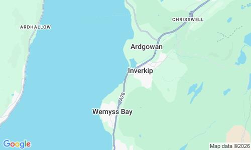Ausschnitt der Weltkarte zu Inverkip Beach