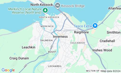 Ausschnit der Weltkarte zu Inverness